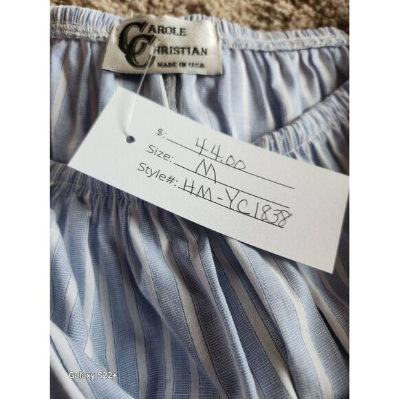 +13 Carole Christian blue n white stripe  blouse with front tie NWT - Picture 4 of 9